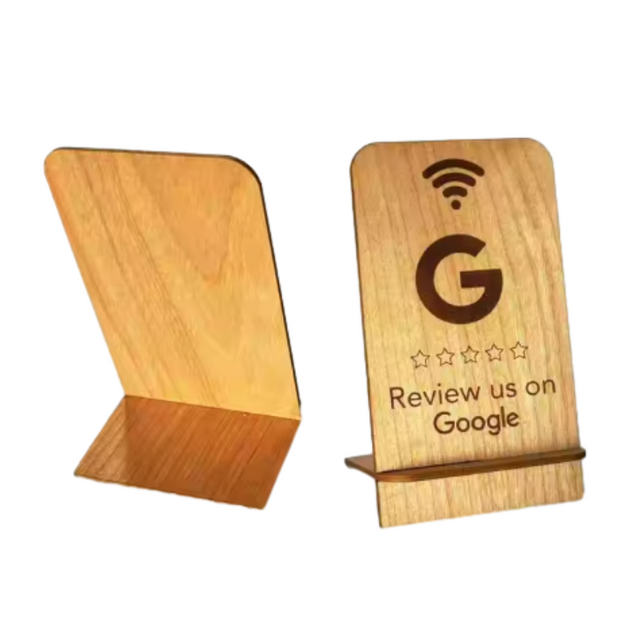 Customizable Wood Google Review Stand Programable Table Tap Cards