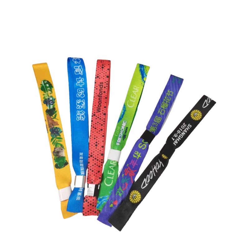 Custom Logo Design Wrist Band Polyester Fabric Bracelet Promotional Party Festival Events Wristband